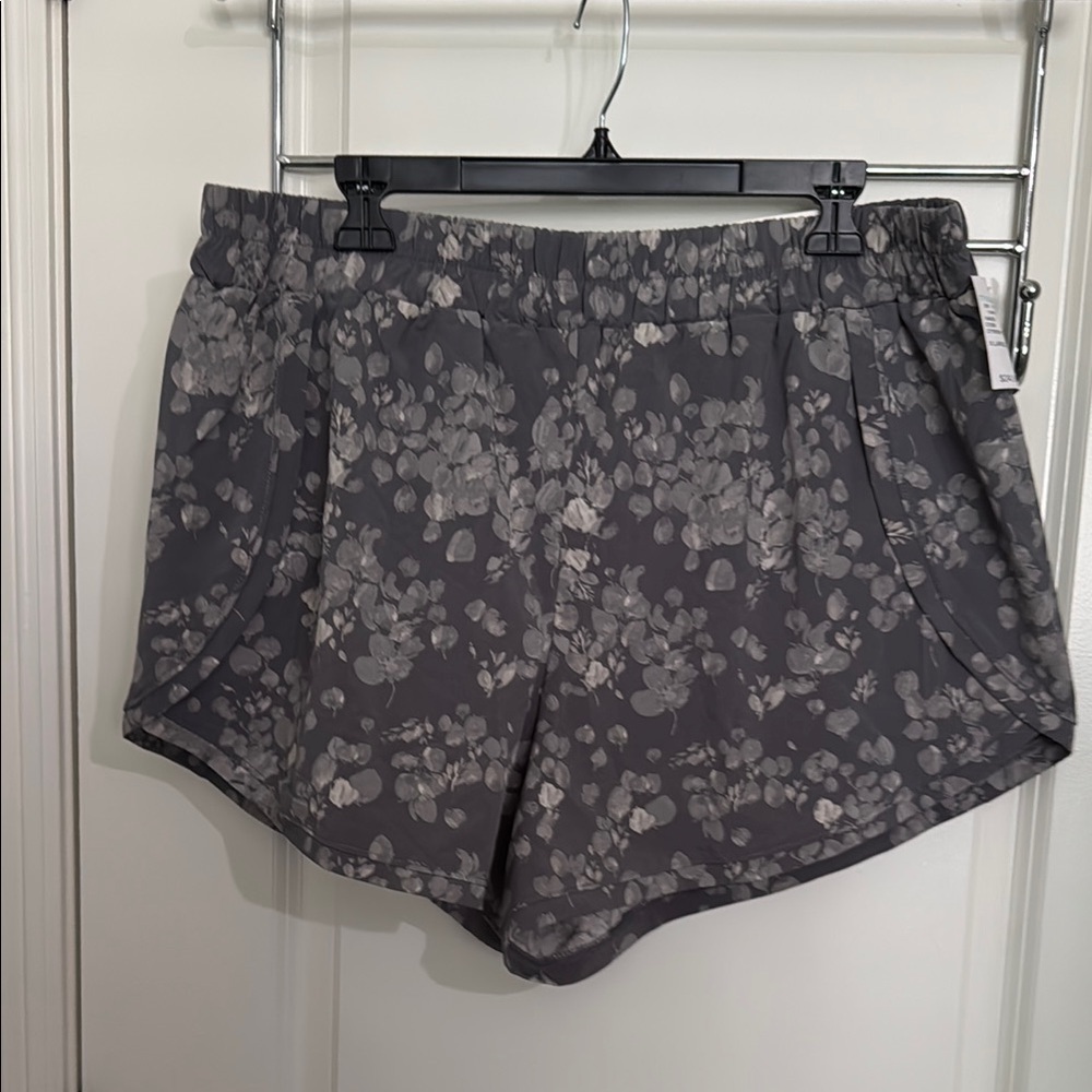 Maurices Gray Athletic Shorts with Subtle Floral Pattern